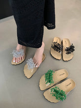 LBSFY  -  Fashion Women Slippers Summer Outside Mules Shoes Flat Low Heeled Black Green Silver Party Pumps Dress Sandals Transparent Slide